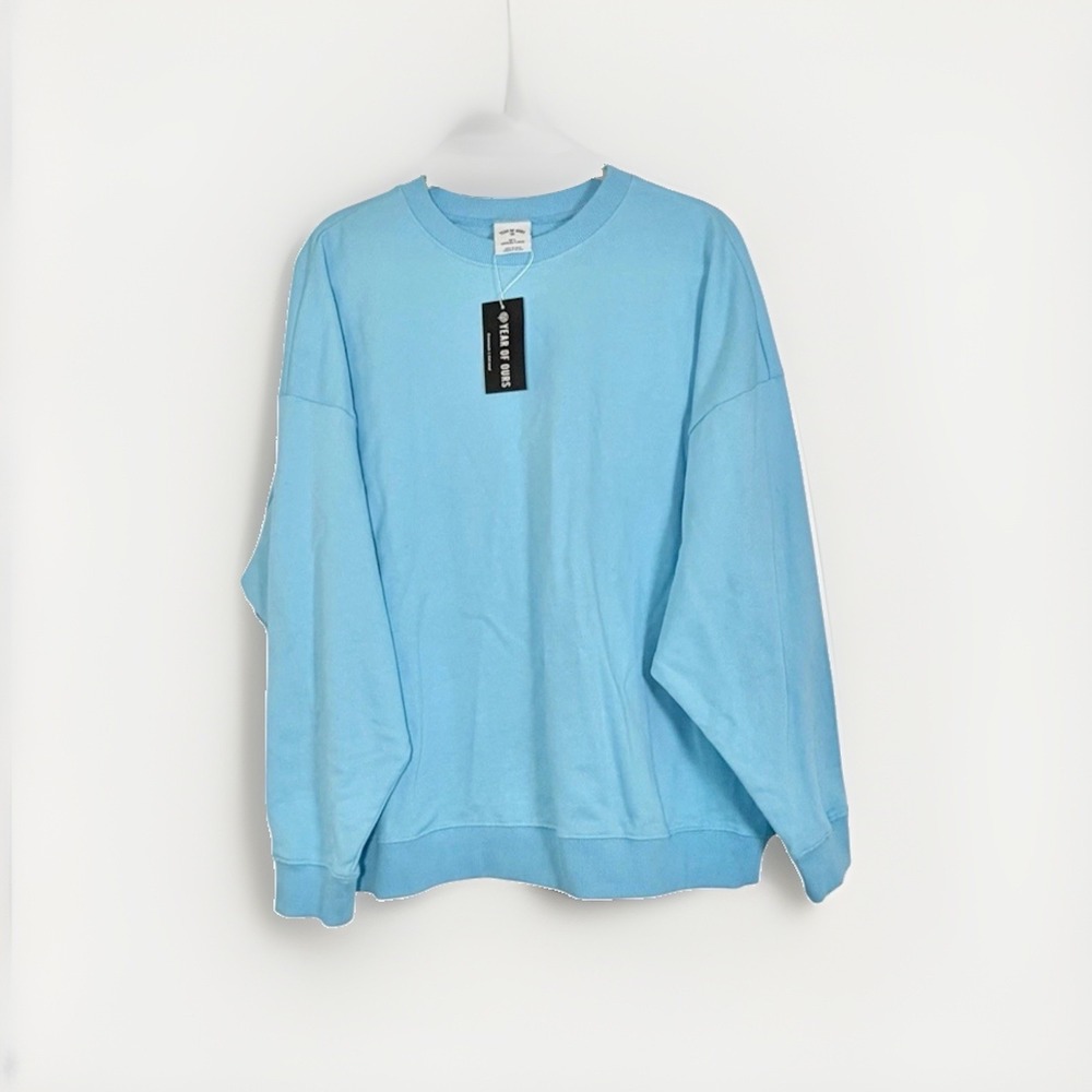 Year of Ours Oversized Crewneck Sweatshirt Sky Blue NWT M/L Athleisure Comfy NWT